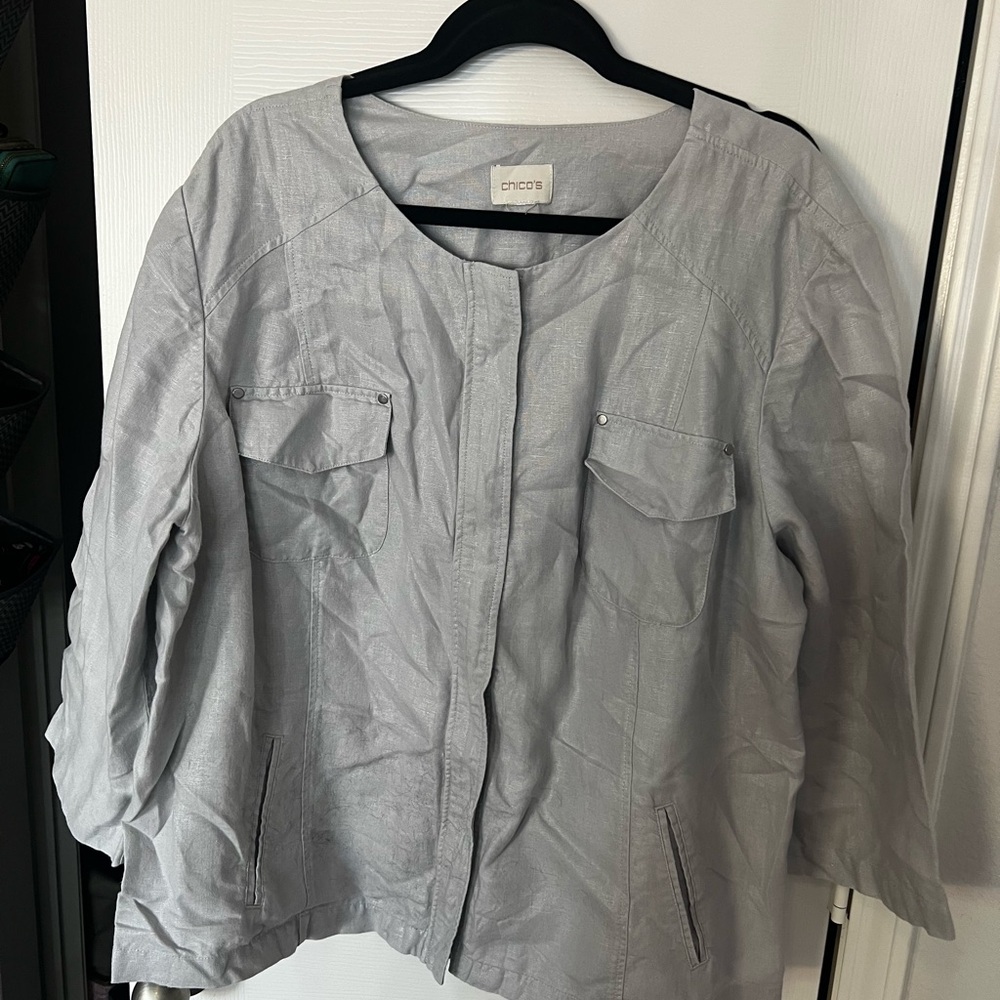 Chico's Gray Linen Jacket
